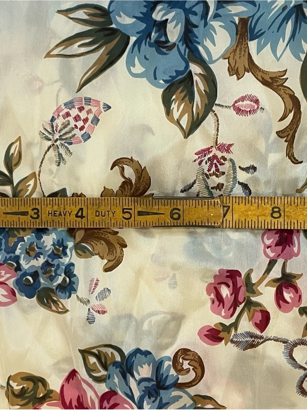 Vintage Vera Floral Scarf Blue Pink Cream Baroque Cottagecore Sheer Wrap 52”x10”
